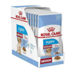 غذای پوچ سگ رویال کنین مدل مدیوم پاپی گروی( مخدوش)  ROYAL CANIN MEDIUM PUPPY Garve 140 * 10 G